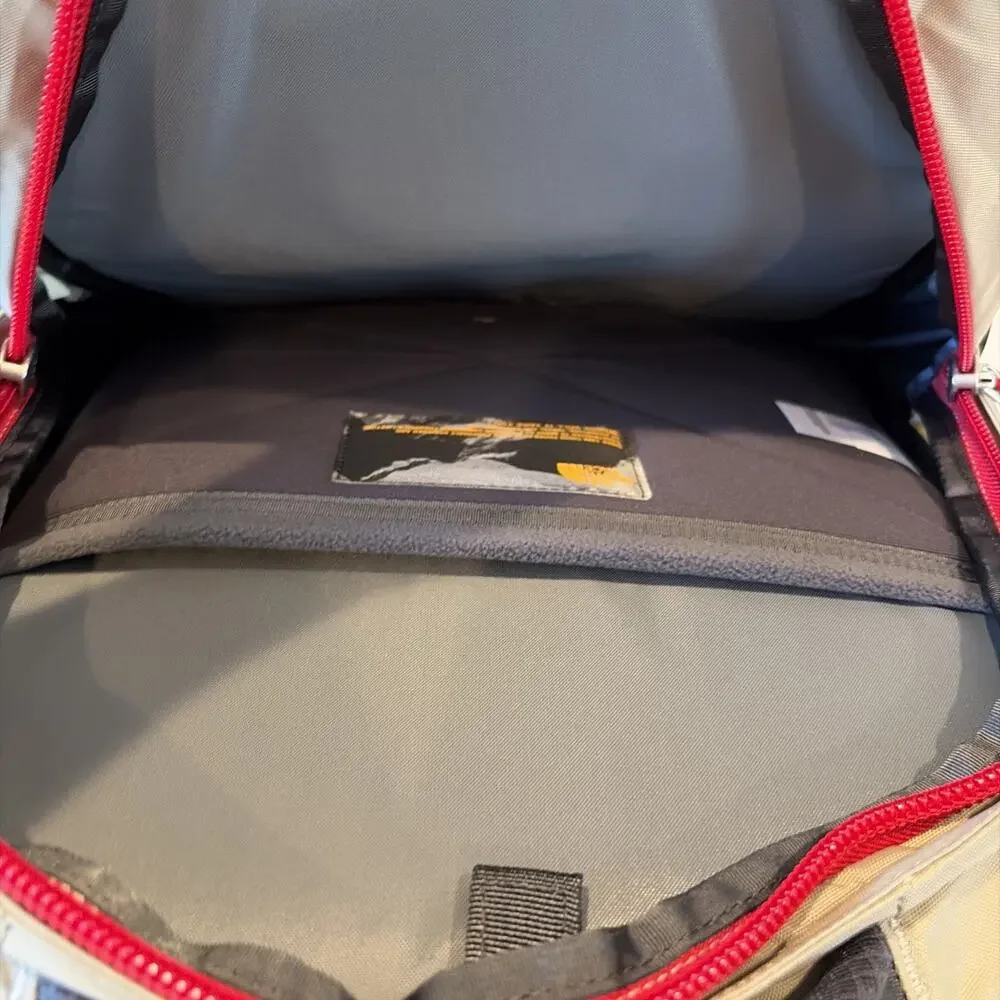 NEW! North Face Yavapai backpack, Tan Red & gray, many pockets, laptop sleeve